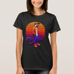Cool Tamarin Monkey Modern Urban Style Sunset Retr T-Shirt