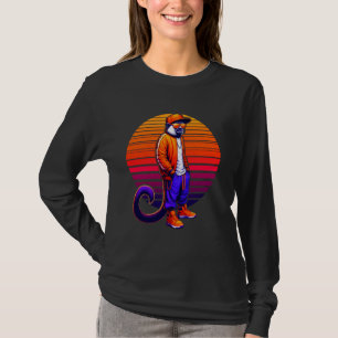 Cool Tamarin Monkey Modern Urban Style Sunset Retr T-Shirt