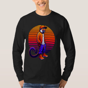 Cool Tamarin Monkey Modern Urban Style Sunset Retr T-Shirt