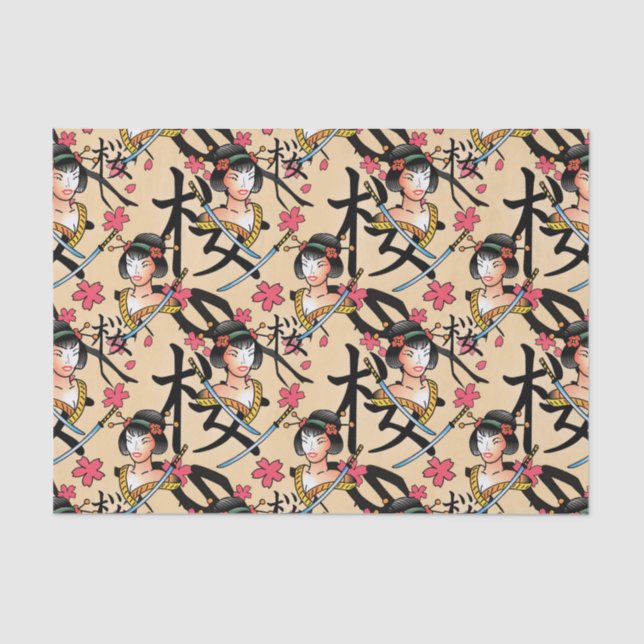 Cool tattoo lovers tiled party tissue paper (Front)