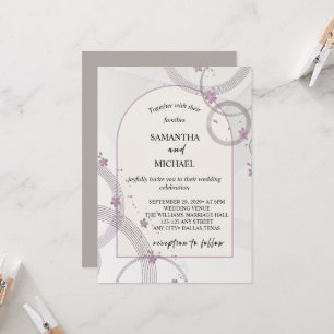 Cool Taupe Arch Floral Wedding Invitation