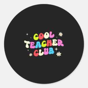 Cool teacher club retro groovy funny back to classic round sticker