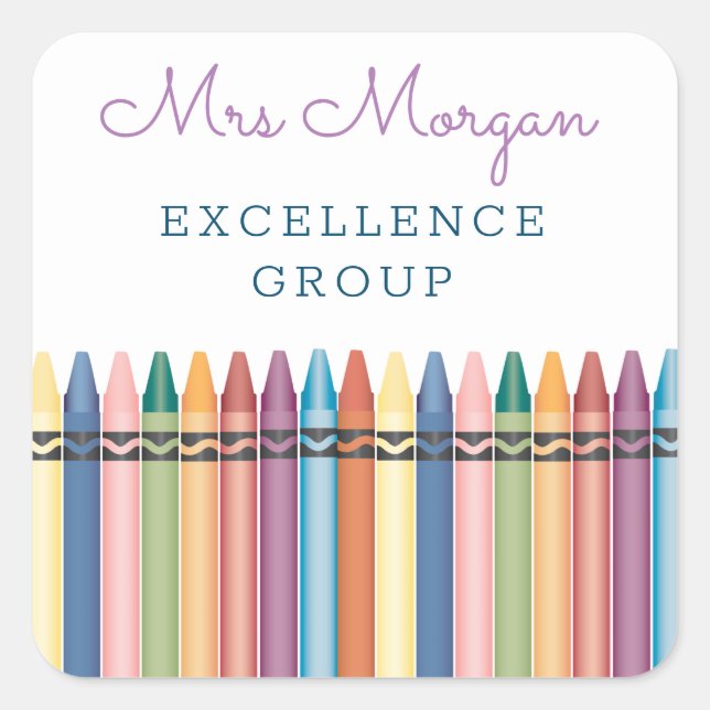 Cool teacher colourful crayons square sticker (Front)