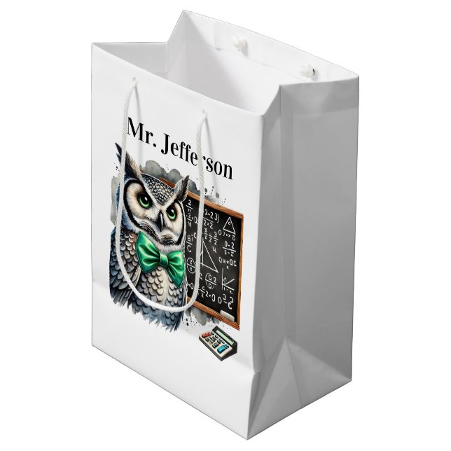 Cool Teacher owl add name Medium Gift Bag (Front Angled)
