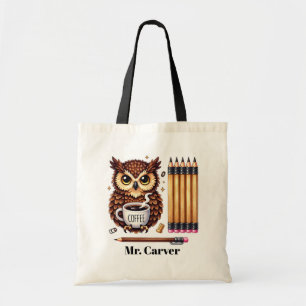 Cool Teacher owl lovers add name Tote Bag