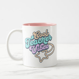 Cool Teacher Vibes Retro Styling Gift Two-Tone Coffee Mug