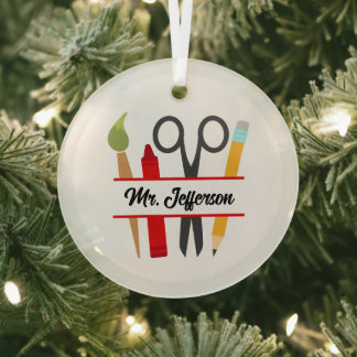 Cool Teacher's add name Glass Tree Decoration