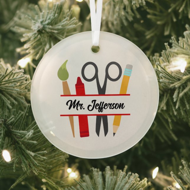 Cool Teacher's add name  Glass Tree Decoration (Insitu)