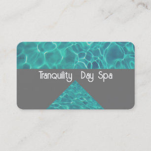 cool teal blue water tranquil spa on gray  business card