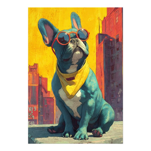 Cool Teal Frenchie Shades Photo Print (Front)