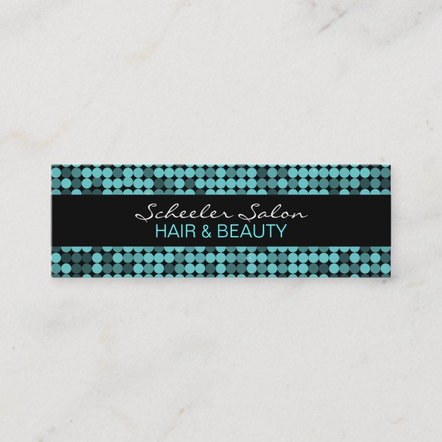 Cool Teal Glam - Custom Skinny Business Card (Front)