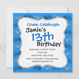 Cool Teal Turquoise Blue Vintage Bicycles Bikes Invitation
