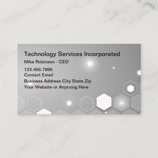 Cool Technology Theme Business Cards (Front)
