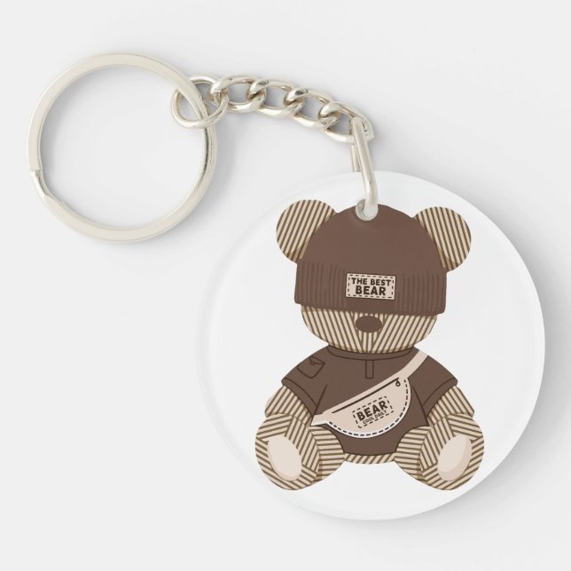 Cool Teddy Bear: Best Bear Design Key Ring (Front)