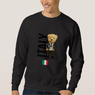 Cool Teddy Bear in Italy Style Illustration Graphi Sweatshirt