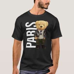 Cool Teddy Bear in Paris France Illustration Graph T-Shirt