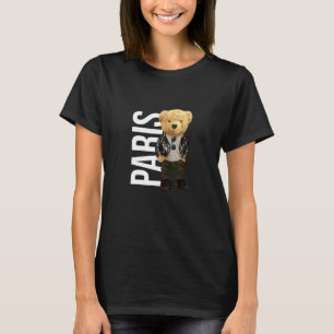 Cool Teddy Bear in Paris France Illustration Graph T-Shirt