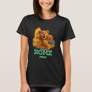 Cool Teddy Bear in Rome Italy at Colosseum Jumping T-Shirt