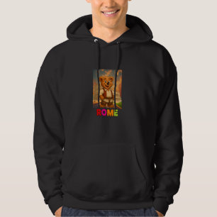 Cool Teddy Bear in Rome Italy Colosseum Cartoon Gr Hoodie