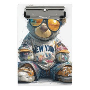 Cool Teddy Bear in Sunglasses and a New York Shirt Mini Clipboard