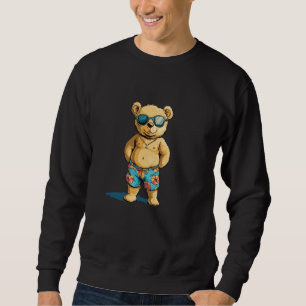 Cool Teddy Bear in Swim Trunks for Summer Fun Sweatshirt