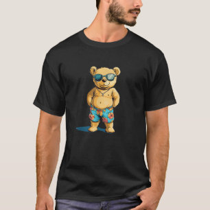 Cool Teddy Bear in Swim Trunks for Summer Fun  T-Shirt