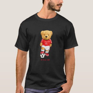 Cool Teddy Bear Soccer Kick Off Style Illustration T-Shirt