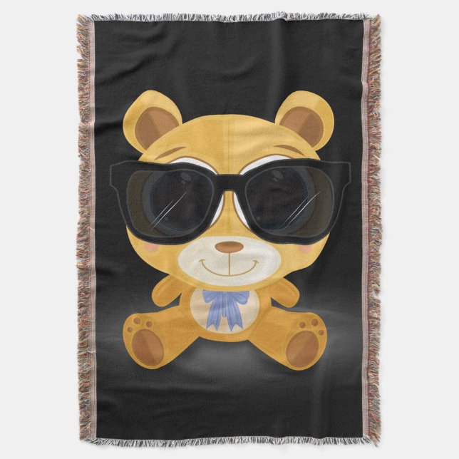 Cool Teddy Bear Throw Blanket (Front Vertical)