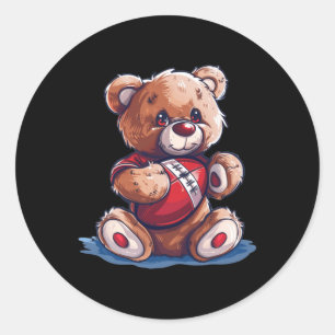Cool Teddy With Sport Ball Outfit For Boys And Gir Classic Round Sticker