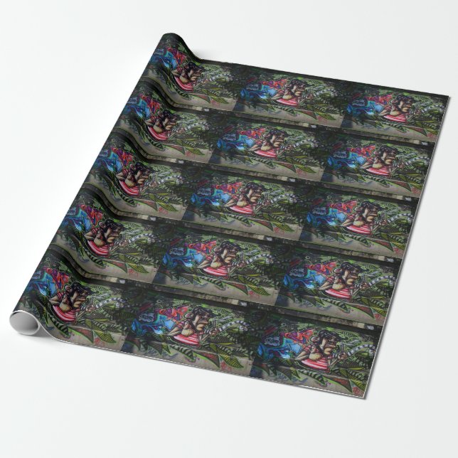 Cool TeddyBoy Guy Wrapping Paper (Unrolled)