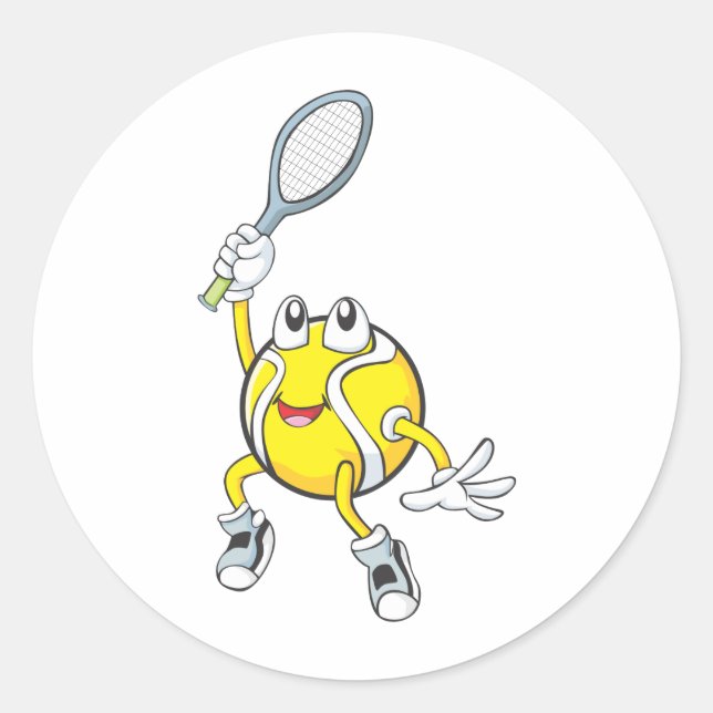 Cool Tennis Ball Holding Racquet Classic Round Sticker (Front)