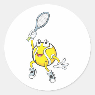 Cool Tennis Ball Holding Racquet Classic Round Sticker