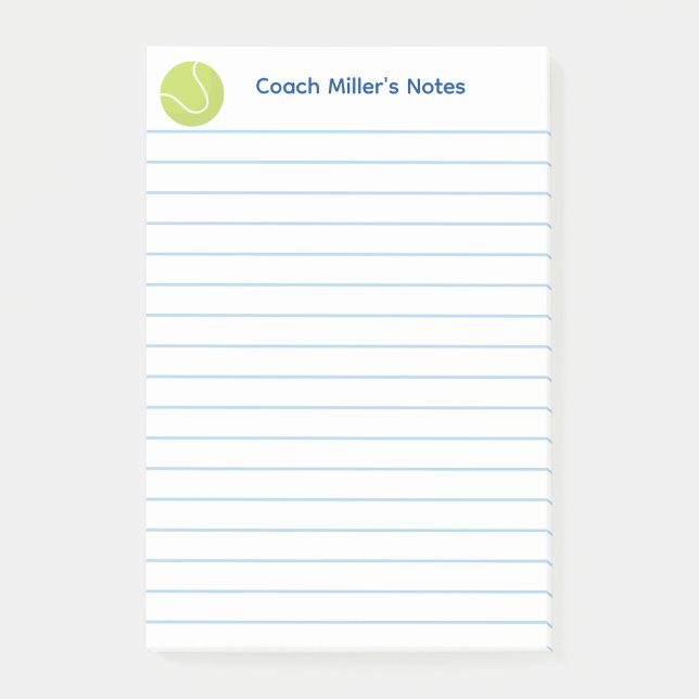 Cool Tennis Coach Lined Custom Post-it Notes (Front)