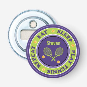 Cool tennis slogan, purple and green  bottle opener