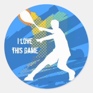 Cool tennis sticker: I love this game Classic Round Sticker