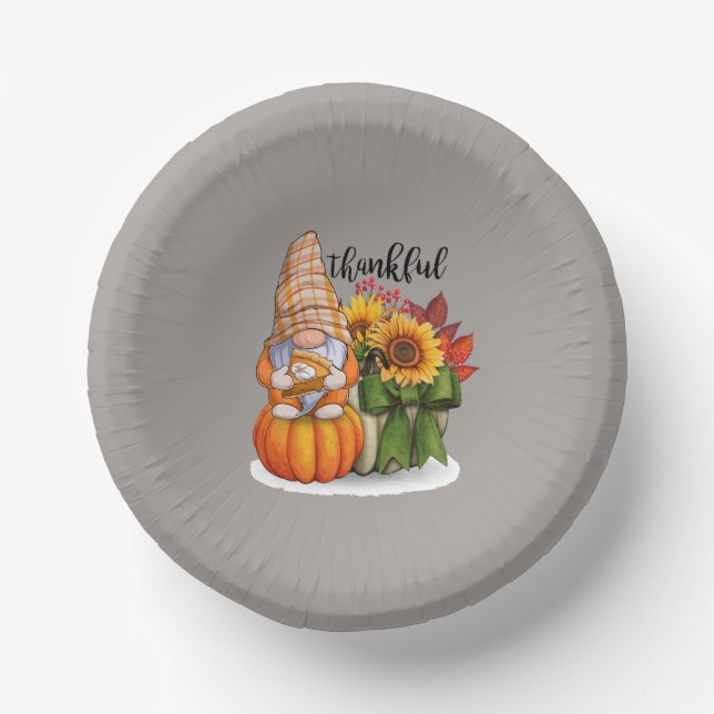 Cool thankful Thanksgiving gnome  Paper Plate (Front)