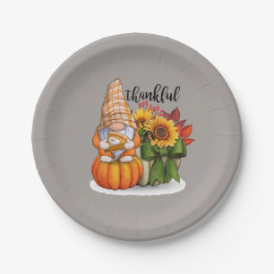 Cool thankful Thanksgiving gnome Paper Plate