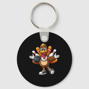 Cool Thanksgiving Bowling Gobble Player Turkey Bow Key Ring