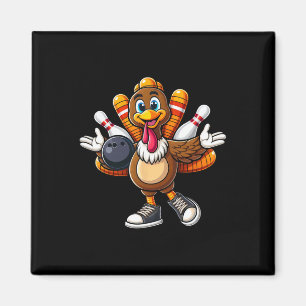 Cool Thanksgiving Bowling Gobble Player Turkey Bow Magnet
