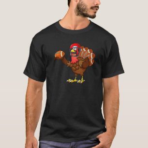 Cool Thanksgiving Football Gobble Player Turkey Bo T-Shirt