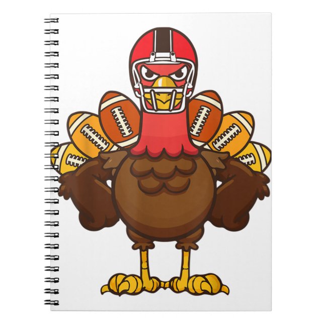 Cool Thanksgiving Football Gobble Player Turkey Gi Notebook (Front)