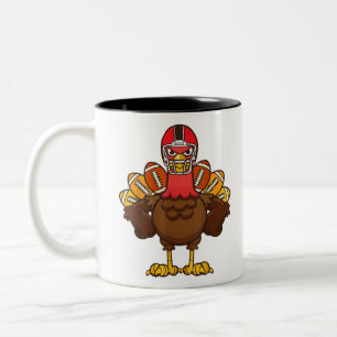 Cool Thanksgiving Football Gobble Player Turkey Gi Two-Tone Coffee Mug
