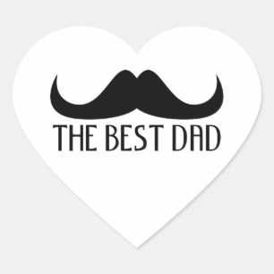 Cool The best Dad Black Moustache Father's Day Heart Sticker