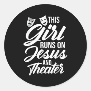 Cool Theater Art For Women Girls Musical Broadway Classic Round Sticker