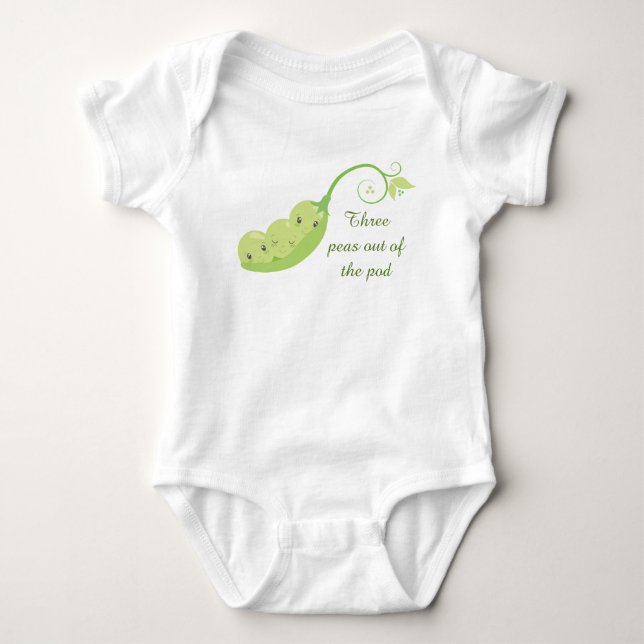 cool three peas out pod add text baby bodysuit (Front)
