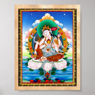 Cool tibetan thangka Cintamanicakra Avalokitesvara Poster