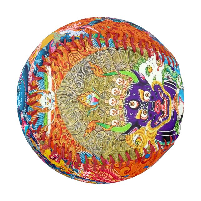 Cool tibetan thangka god Yamantaka tattoo art Baseball (Back Right)