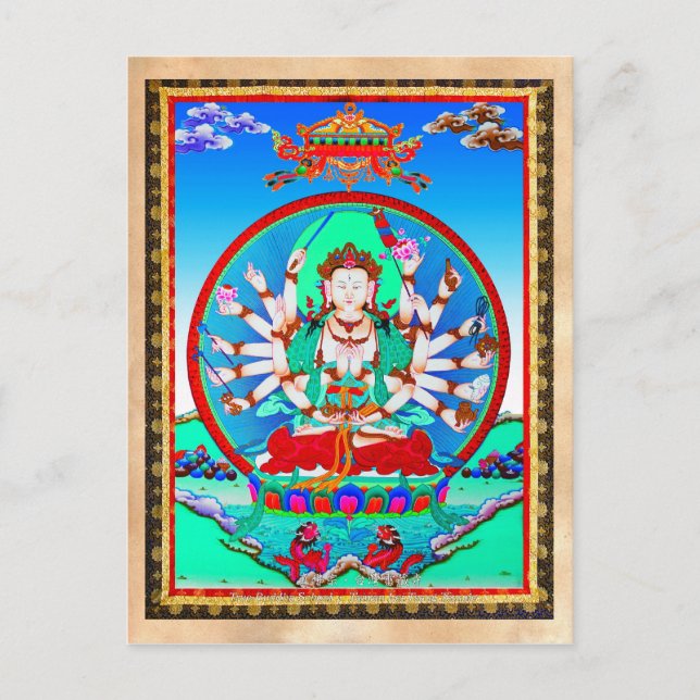 Cool tibetan thangka tattoo Cundhi Bodhisattva Postcard (Front)