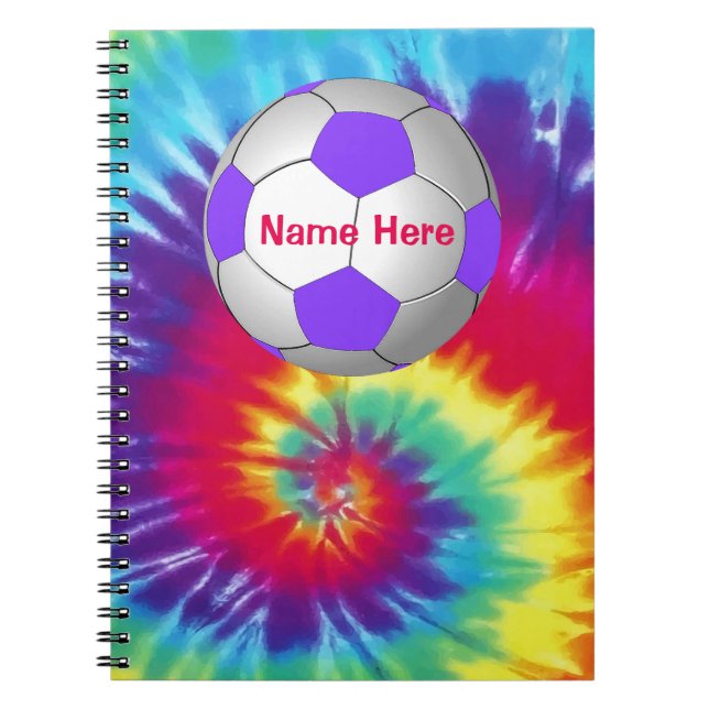 Cool Tie Dye PERSONALIZED Soccer Notebook (Front)