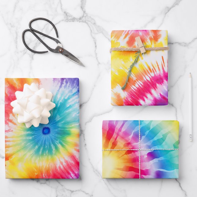 Cool Tie Dye Sun Burst Wrapping Paper Sheet (Front)